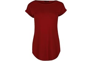 Fashion Star Womens Plain Curved Hem Jersey T-Shirt Top