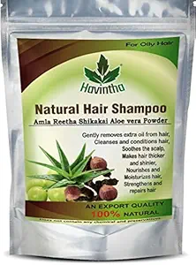 Havintha Natural Amla Reetha Shikakai and Aloevera Powder Shampoo for Oily Hair - 227g