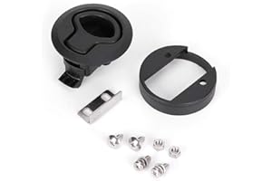 ARAMOX Escotilla de la cubierta del barco, cerradura de manija de la cerradura de la cerradura de cierre al ras negro redondo para cajones de RV de barcos marinos