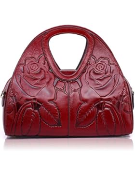 Aphison Designer Damen Prägedruck Lederhandtasche Rot