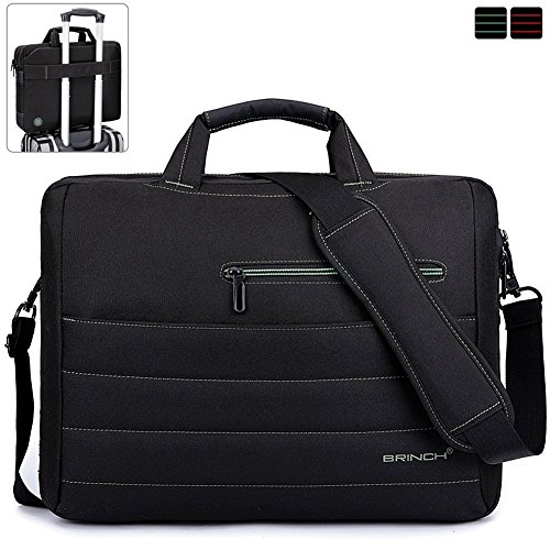 BRINCH Laptop Tasche, Nylon Gewebe Messenger Bag 17,3 Zoll leicht Henkeltasche Stoßfest Umhängetasche mit Schulterriemen für 17 - 17,3 Zoll Laptop / Notebook / MacBook / Ultrabook / Chromebook,Schwarz-Grün