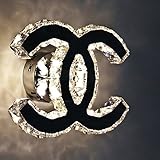 Abmessungen: L27cm*H21cm LED K9 Kristall Wandleuchte 18W Modern Design Edelstahl Spiegel Wandbeleuchtung Babyzimmer Schlafzimmer Wohnzimmer Flur Elegante Halbkreis Doppel C Dekorativer Wandlampe L27cm*H21cm Zwei-Farben-Licht