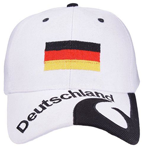 Fußball Nationalmannschaft Schirmmütze für WM und EM Verschiedene Nationen (Deutschland Weiss)