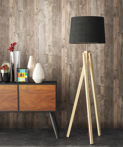 Holz Tapete Vliestapete Beige Braun Grau Edel , schöne edle Tapete im Holzwand Design , moderne 3D Optik für Wohnzimmer, Schlafzimmer oder Küche inkl. Newroom Tapezier Profibroschüre mit super Tipps! - 5