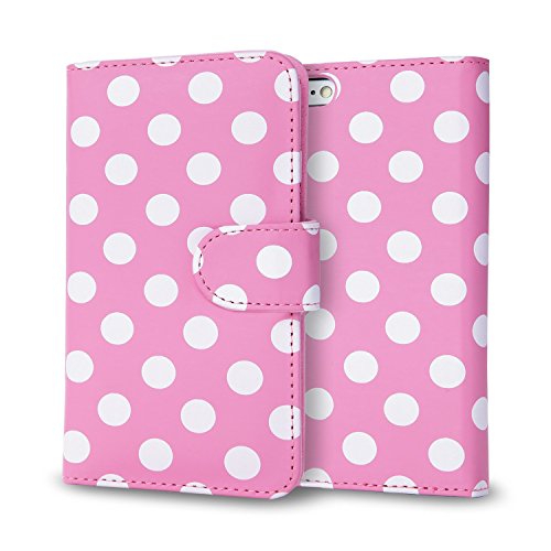 i-Blason iPhone 6s Plus Case, [Wallet Case] KickStand Apple iPhone 6 Plus Case 5.5 Inch Leather Cover with Credit Card [ID Holders] (Pink/White)