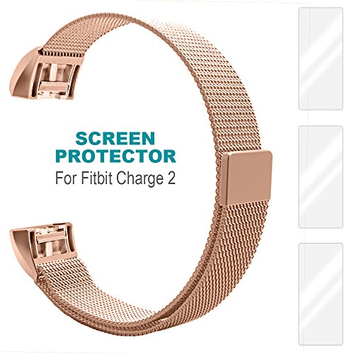 Correa para Fitbit Charge 2 con Protectores de Pantalla AFUNTA 3 Packs TPU Pel culas de Protecci n con 1 Correa de Acero Inoxidable Pulseras de Repuesto 150mm-225mm Rose oro Correa para Fitbit Charge 2 con Protectores de Pantalla AFUNTA 3 Packs TPU Pel culas de Protecci n con 1 Correa de Acero Inoxidable Pulseras de Repuesto 150mm-225mm Rose oro