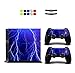 Produktbild Skin for PS4, Chickwin Design Folie Aufkleber Sticker schützende Haut Schale für Sony Playstation 4 Konsole und 2 Dualshock Controller Skins + 10 pc Silikon Thumb Grips + 2pc zufällig Light Bar (Blitz Blau)