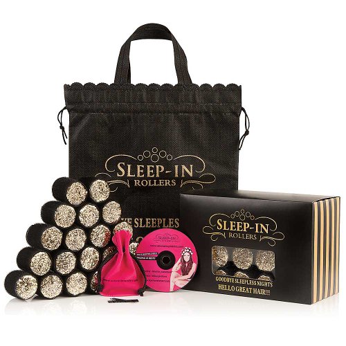 Gifts and Sets by Sleep-In Rollers Black and Gold Glitter Sleep In Rollers Gift Set