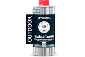 OLI NATURA ÖLE & WACHSE OLI-NATURA olio per yacht e teak – olio per legno per esterni – 250 ml – olio di lino di alta qualità con protezione dai raggi UV, dagli agenti atmosferici, dalla fragilità e dall'ingrigimento –