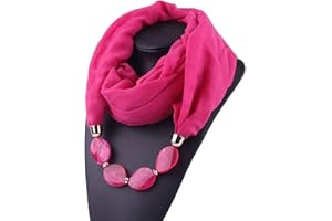 MoreChioce Damen Schlauchschal,Ethno Stil Halskette Anhänger Schal Musselintuch Ring Halsschmuck Loop Schal Set Halstuch Winterschal