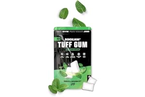 ROCKJAW Jawline Gum Gomme tuf avec 20 mg de caféine et vitamines B 2 mois d'approvisionnement (menthe verte) 60 unité (Lot de 1)