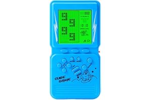 CZT New Retro Block game console green backlight large screen more convenient for playing games classic nostalgia puzzle built-in 999 in 1 brick game children's gift (Blue)