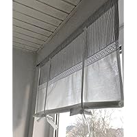 Raffrollo Gardine gestreift grau/weiß