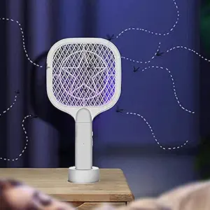 Mosquito Killer Racket - BAZKU Mosquito Killer Racket Rechargeable Handheld Electric Fly Swatter Mosquito Killer Racket Bat with UV Light Lamp Racket-(Star Racket)(ABS-Plastic)