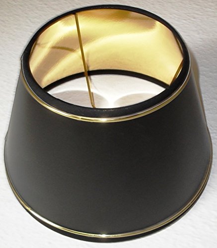 Designer Lampenschirm Schwarz konische Form Goldkante Ø 25 bis 40cm (SCHWARZ 20*30*18cm)