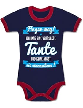 Shirtracer Sprüche Baby - Ich Habe eine Verrückte Tante Blau - Zweifarbiger Baby Strampler für Jungen und Mädchen