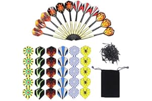 POFET 12pcs Soft Darts Set for Electronic Dartboard with 100 Black Plastic Dart Replacement Safety Tip Points and a Storage Bag