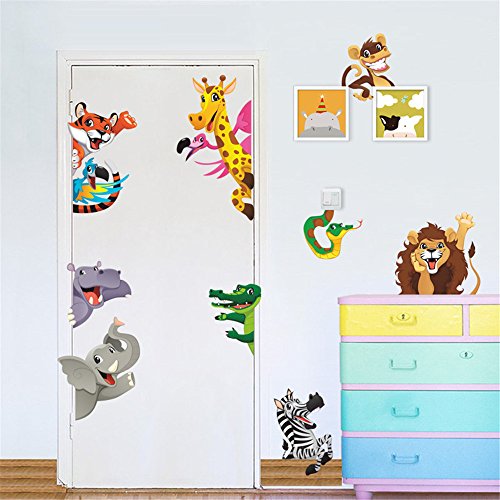 Rainbow Fox Tier Zoo Wandaufkleber Tier von Elefant Affe Löwe Krokodil zum Kinder Zimmer oder Kindergarten Dekoration - 3