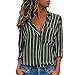 Produktbild Qmber Damen Shirts Sweatshirts Pullover Tees Tops Oberteile Oversize Pulli Hoodie Elegant Hemden Langarm Blusen Tuniken, Casual Striped Druckknopf(S,Grün)