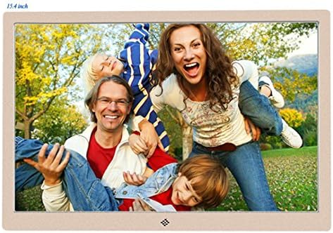 [New Upgrade Version] Digital Picture Frame, Digital Photo Frame Full HD 15.4 Inch IPS 1280 * 800 Ultra-thin Metal Case Advertising Machine TV Micro Displays With Remote Control, Support Photo, Music &amp; Video, SUPERWORLD® Electronic Photo Frame Digital Album (15.4inch, Gold)