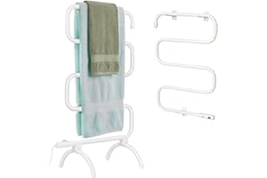 BAKAJI Toallero eléctrico de baño 2 en 1 de suelo y pared, toallero con elementos de aluminio calefactores (4 elementos)