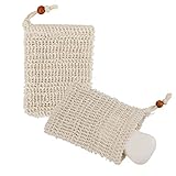 Sisal Soap Bags - 2 Pack - Natural Drawstring Bags for Bath and Shower - Eco Friendly, Biodegradable and Compostable - FREE Ebook- Ideal for Exfoliating, Soap Saver, Foaming and Massage