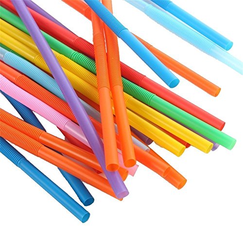 Shiney Trink Strohhalme Extra lang Einweg Bendable Flexible Plastic,Verschiedene Farbe Trink Strohhalme für Geburtstage,Hochzeiten,Weihnachten,Feiern und Feiern 100 pc - 5