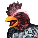 Cock Rooster Huhn Hühnchen Chicken Hahn Kopf Maske mask aus sehr hochwertigen Latex Material mit Öffnungen an Augen Halloween Karneval Fasching Kostüm Verkleidung für Erwachsene Männer und Frauen Damen Herren gruselig Grusel Zombie Monster Dämon Horror Party