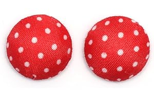IDIN JEWELLERY Idin Clip-on Earrings - Handmade red polka dot fabric covered button clip-on earrings (approx. 15 mm in diameter)
