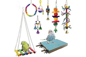 Deloky 8 Packs Bird Swing Chewing Toys- Parrot Hammock Bell Toys Suitable for Small Parakeets, Cockatiels, Conures, Finches,Budgie,Macaws, Parrots, Love Birds