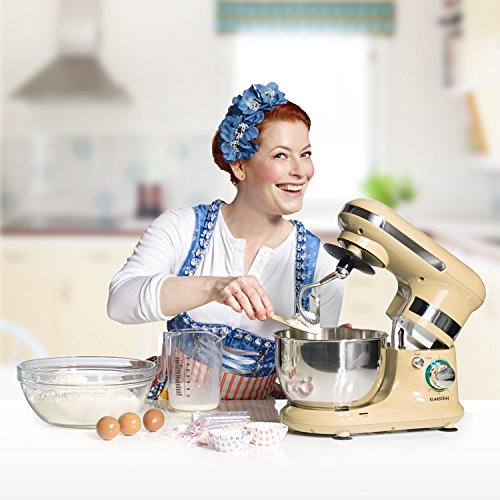 Klarstein Serena Morena Küchenmaschine Rührgerät (600 Watt, 6-stufige Geschwindigkeit, 4,3 Liter-Edelstahlschüssel) creme - 2