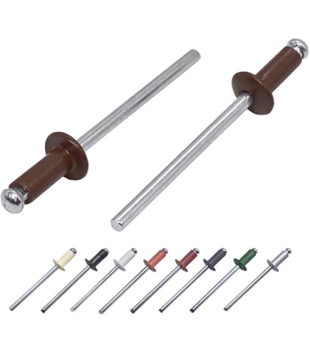 100 Stück) Lackierte Blindnieten 4,0 x 10 mm, Kuppelkopf, DIN 7337, Aluminiumniete und Stahldorn, Popnieten (100, Oxidrot RAL 3009 100 Stück) Lackierte Blindnieten 4,0 x 10 mm, Kuppelkopf, DIN 7337, Aluminiumniete und Stahldorn, Popnieten (100, Oxidrot RAL 3009