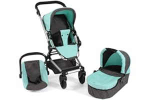 Bayer Chic 2000 645 42 wózek dla lalek kombi 3 w 1, melanż, antracytowo-miętowy, 61 x 44,5 x 85 cm