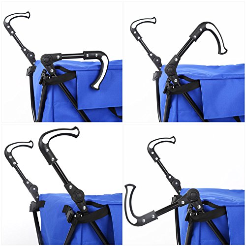 HOMFA Handwagen klappbar Einkaufstrolley Einkaufsroller Transportwagen Einkaufswagen belastbar bis 50kg blau - 3