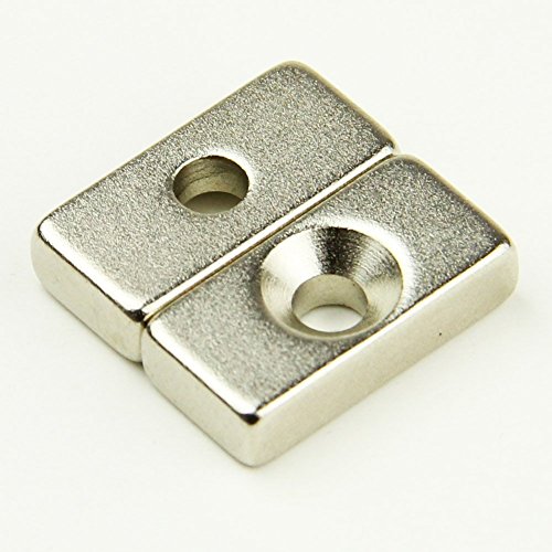 MAGNETS365 N35 starke Neodym Quadermagnete 20*10*6mm mit Senkung Bohrung Loch (20stück) - 2