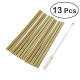 Hecho de bambú natural, 1 paquete incluye 20 pajas de bambú orgánico y 2 cepillos.