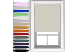 CAECUS Natural Blackout Roller Blind Metal Fittings Trimmable UV Protection Thermal Properties Premium Fabric Home Office Bedroom Kids Room Child Safe Easy Fit 210cm Width x 160cm Drop