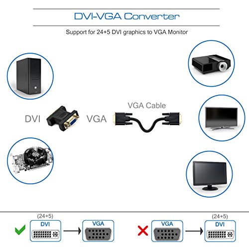 deleyCON PREMIUM VGA zu DVI-I Adapter – VGA Buchse zu DVI-I Stecker – vergoldete Steckkontakte – für Monitor, PC, Beamer, Grafikkarte – Schwarz - 5