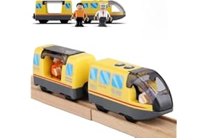 TOPLIVING Battery Operated Locomotive Train (Magnetic Connection) – High-Performance Motor Train Compatible with Thomas, Brio, Chuggington – Toy for Toddlers – Yellow