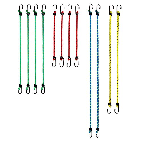 TECAROO 12er-Set Universal-Gepäckspanner mit Haken, extra stark mit 2 Jahren Zufriedenheitsgarantie – Spanngurte / Spanngummi / Expander - 4