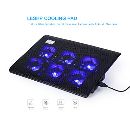 LESHP Laptop Notebook Kühler Cooler 12-16 Zoll Laptop Kühler Notebook Cooler Ständer Kühlpad Kühlmatte mit 6 x Lüfter - 7