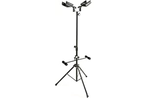 QUIK LOK - GS/528 Supporto Universale Serie GS, per 2 Chitarre Acustica/Elettrica, Con Meccanismo Blocca-Manico e Appoggia Corpo Ripiegabile, Richiudibile, Colore Nero