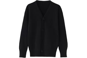 BINIDUCKLING Cárdigan escolar con cuello en V para niños y niñas, manga larga, con botones, para uniforme escolar