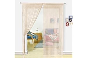 HSYLYM Pantalla de Cortinas de Cuerdas Cuentas,para decoración del hogar,poliéster,champán,244x229cm