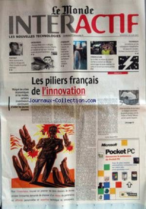 MONDE INTERACTIF (LE) du 20/06/2001 - PIERRE JOUANNY EST A LA TETE DU SITE GAY.COM, FILIALE FRANCAISE DU PORTAIL AMERICAIN Ã¬ ENTREPRISES - BUSINESS WEEK E.BIZ A DESIGNE LES VINGT-CINQ ACTEURS LES PLUS INFLUENTS EN MATIERE DE HIGH-TECH Ã¬ CYBERCAFE - AU CAFETERA DE CRACOVIE, EN POLOGNE, INTERNAUTES ET MACHINES PROFITENT DES VENTILATEURS POUR SE RAFRAICHIR Ã¬ CYBERCULTURE - SUR LE WEB, LES ARTISTES DU COLLECTIF GORILLAZ SE CACHENT DERRIERE DES PERSONNAGES DE BANDE DESSINEE Ã¬ TECHNIQUES - LES BA francais