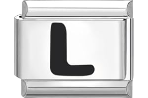 papasgix Italian Charms Black Letter A-Z Charm Link fits all 9mm Bracelet Retro Personality Charms Bracelets Accessories