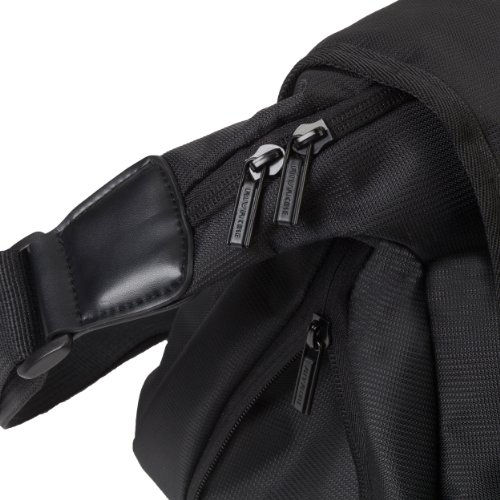 RIVACASE SLR Umhängetasche – Individuell anpassbare Kameratasche durch verstellbare Trennwände und Zusatzfächern – Schwarz - 5