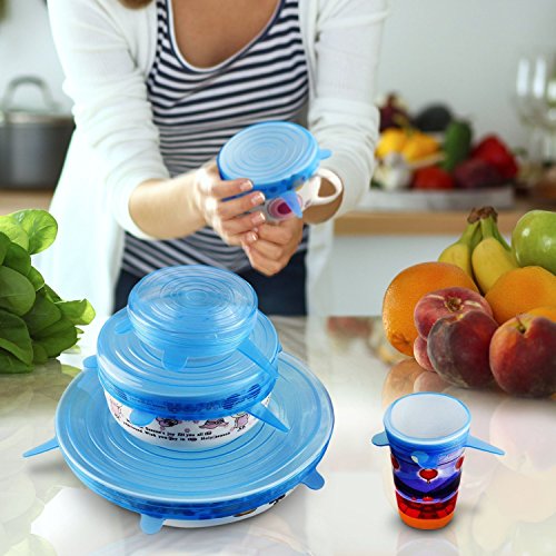 thumbnail image 2 of Silicone Stretch Lids-6 Packs Various Sizes Reusable Silicone Stretch Cover Made Of Food Grade Silicone Bpa Free Durable Expandable Microwave O 2 of 14