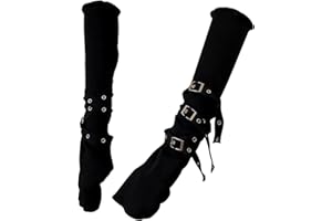 BDSHUNBF 1 para ogrzewaczy na ramiona, długie rękawiczki bez palców, dzianinowe ocieplacze na ramiona, damskie rękawiczki punkowe, akcesoria na jesień i zimę dla kobiet dziewcząt, Czarny, F