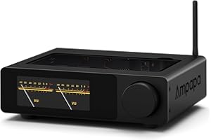 Ampapa D1 2-Kanal Bluetooth Verstärker: HiFi 300W×2 Stereo Amplifier mit HPF | Digitalem VU-Meter | SUB Pre-Out | Symmetrischem TRS-Eingang | Klangregelung & Fernbedienung für Heimkino- und Regalla